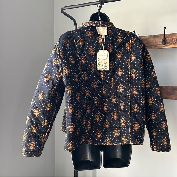 Farmer market women’s long sleeves open front reversible quilted puffer jacket M - Picture 4 of 9